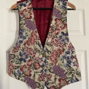 Vintage 80s/90s Backroad Blues Tapestry Floral Vest Women’s Large Cottage Retro